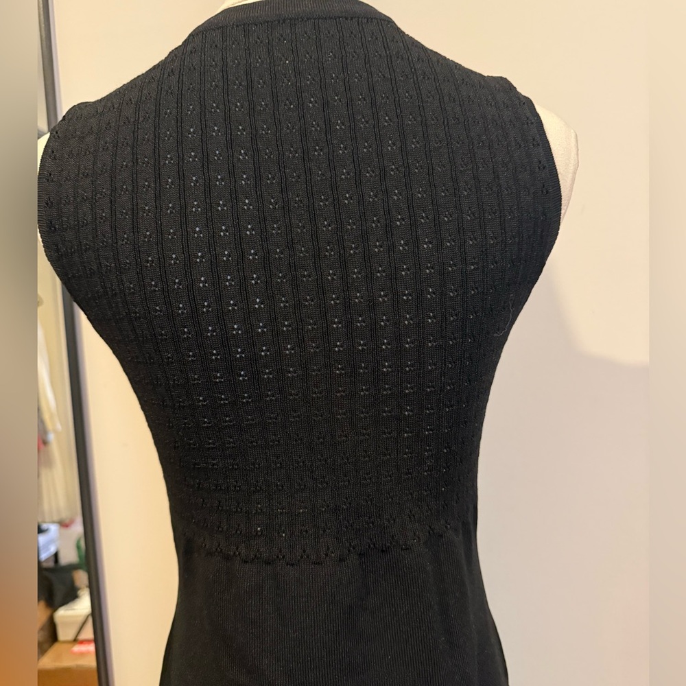 Commense Pointelle Split Button Sweater Dress Black - Picture 5 of 10